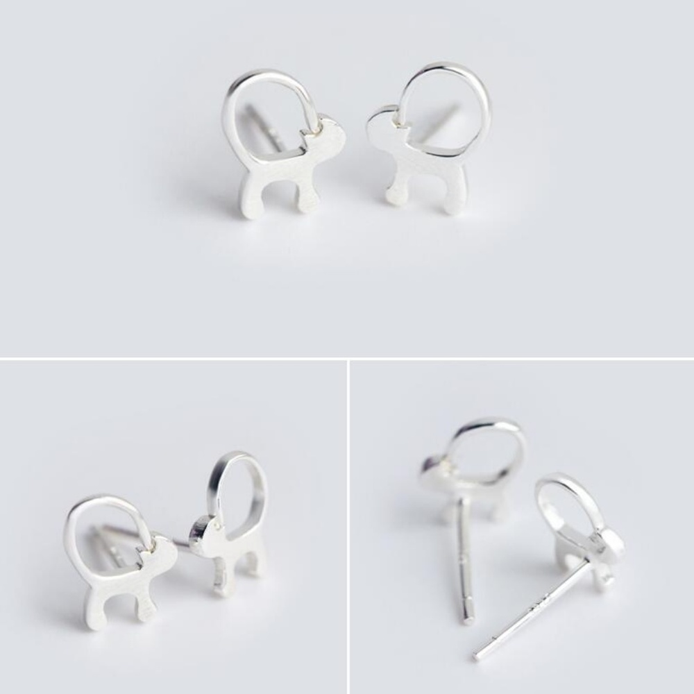 ❤️4 for $20 Sale❤️  Silver cat Stud Earrings - Picture 3 of 4